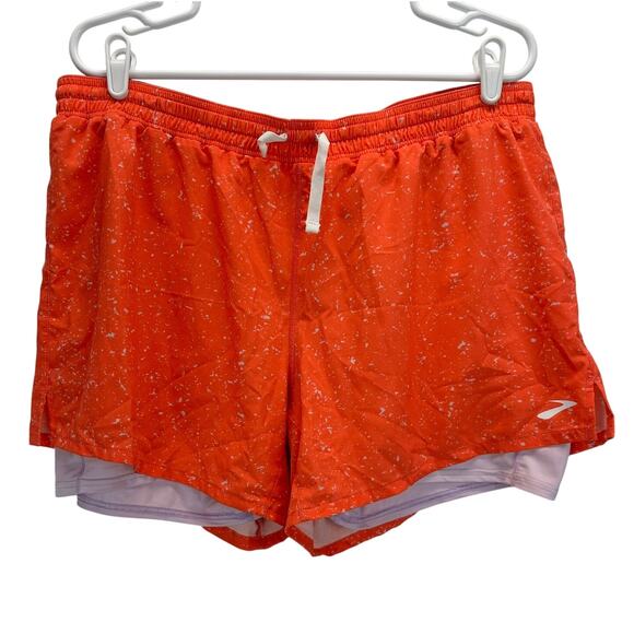 Brooks Moment 5" 2-in-1 shorts Orange Lilac XL - Picture 1 of 10